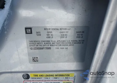 2010 Chevrolet Malibu Lt from USA, damaged, VIN 1G1ZC5E06AF178989